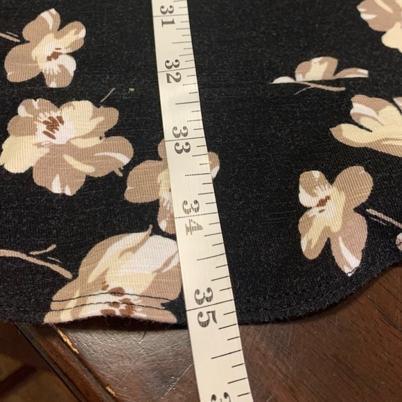 J. Jill XS Floral Casual Beach Vacation Midi Dress Black Tan - Picture 7 of 8